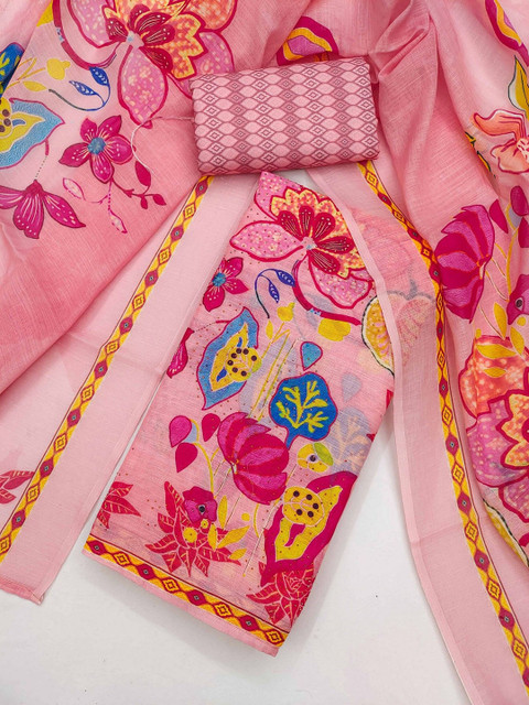 TAVAS Printed Linen Unstitched Dress Material