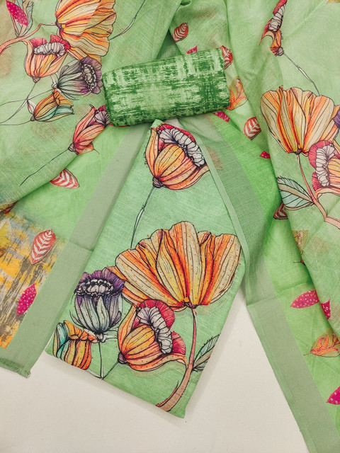 TAVAS Printed Linen Unstitched Dress Material