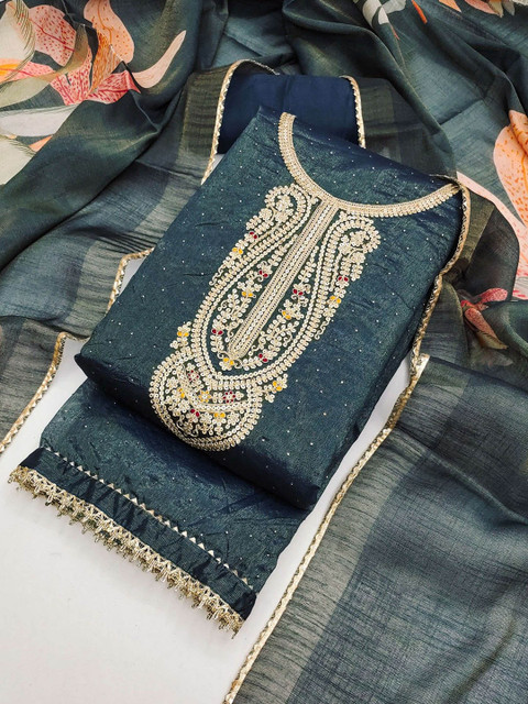 TAVAS Paisley Embroidered Sequinned Unstitched Dress Material