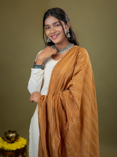 HELLA FASHIONS Striped Chinon Dupatta