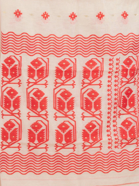 Durga Handlooms Jamdani Woven Design Zari Pure Cotton Unstitched Kurti Material with Dupatta - Image 7