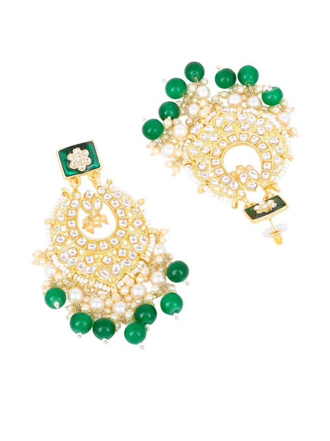 Anouk Women Green Gold Plated Chandbalis Earrings - Image 3