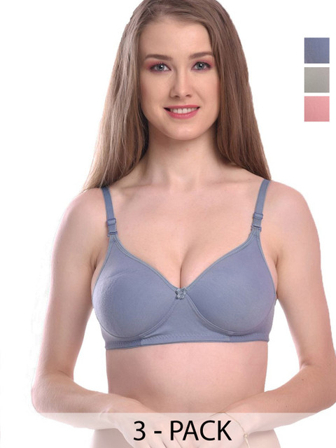 CRIBE English Kamini Pack of 3 Women Medium Coverage Lightly Padded T-shirt Bra