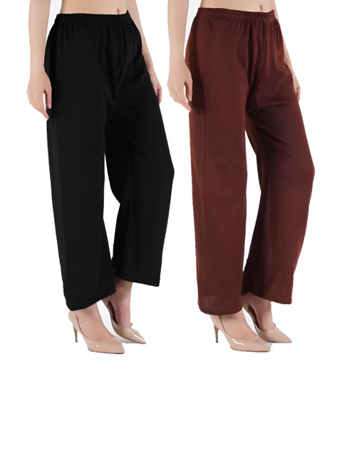 MIXFIT Women Pack Of 2 Mid-Rise Woolen Straight Fit Trousers