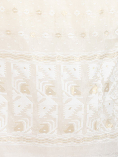 Durga Handlooms Jamdani Woven Design Zari Pure Cotton Unstitched Kurti Material with Dupatta - Image 4