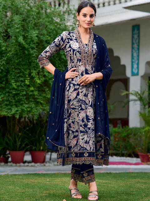 KALINI Embroidered Viscose Rayon Kurta Set