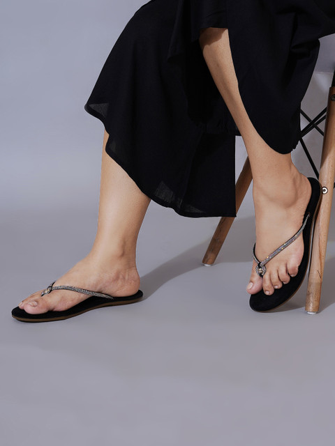 Stylestry Women Solid Open Toe Flats with Ethnic - Embellished