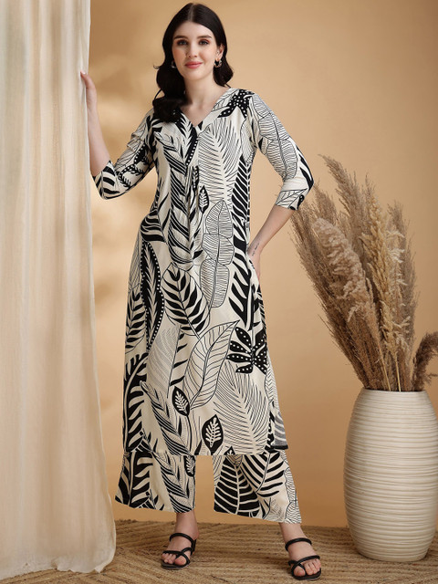 Berrylicious Women Printed Kurta With Palazzo Co-ords