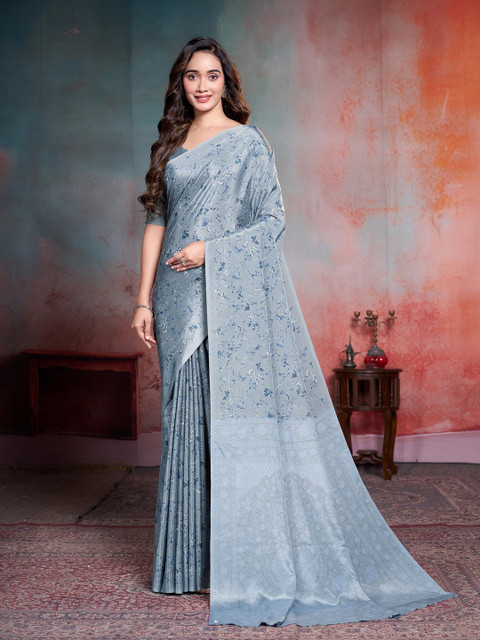 Garden Vareli Floral Printed Pure Crepe Saree