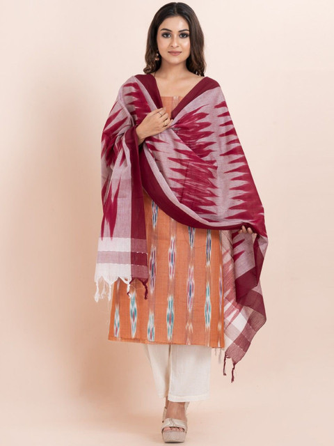 Durga Handlooms Woven Design Pure Cotton Sambalpuri Ikat Unstitched Suit Set