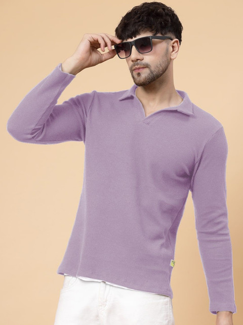 Rigo Men Solid Polo Collar Cotton T-shirt