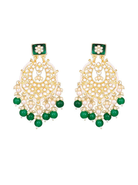 Anouk Women Green Gold Plated Chandbalis Earrings - Image 4