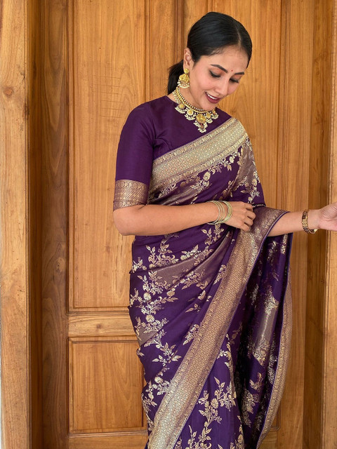 Shriyangan Floral Woven Design Art Silk Kanjeevaram Saree