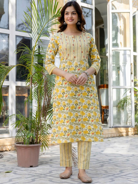 Anouk Rustic Women Floral Printed Pure Cotton Kurta with Trousers & Dupatta - Image 7