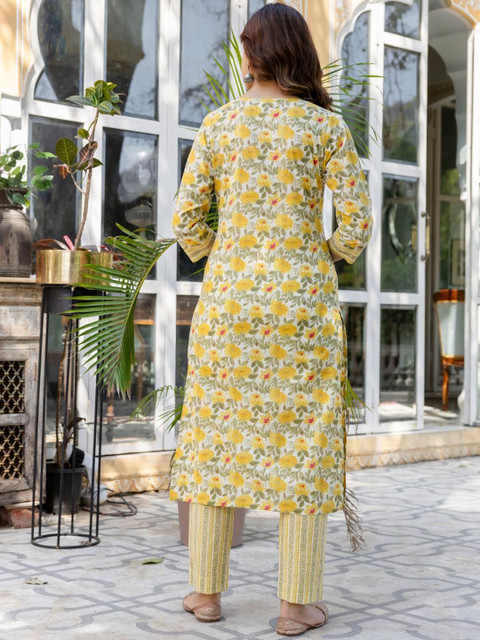 Anouk Rustic Women Floral Printed Pure Cotton Kurta with Trousers & Dupatta - Image 6