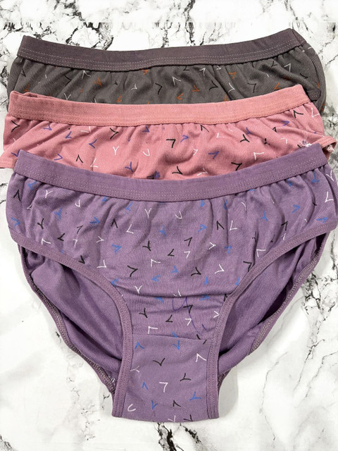 Nakshu Pack Of 3 Cotton Blend Mid-Rise Briefs