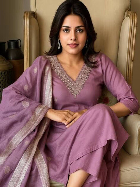 Moda Rapido Women Ethnic Motifs Embellished Cotton Kurta, Trouser & With Dupatta