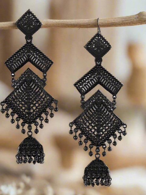 Anouk Women Black Drop Earrings