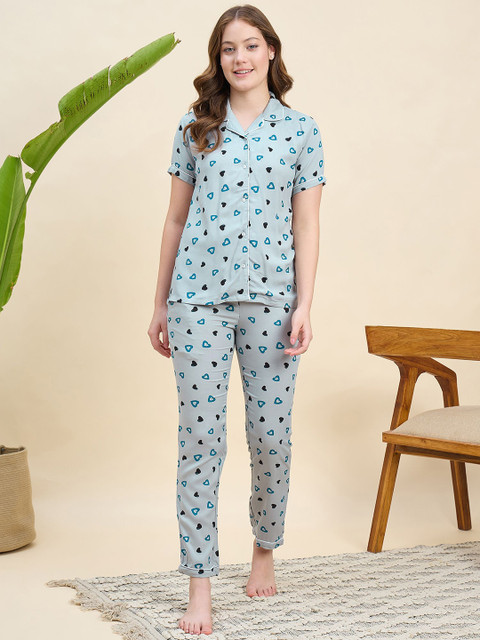 Mast & Harbour Women Heart Printed Night suit