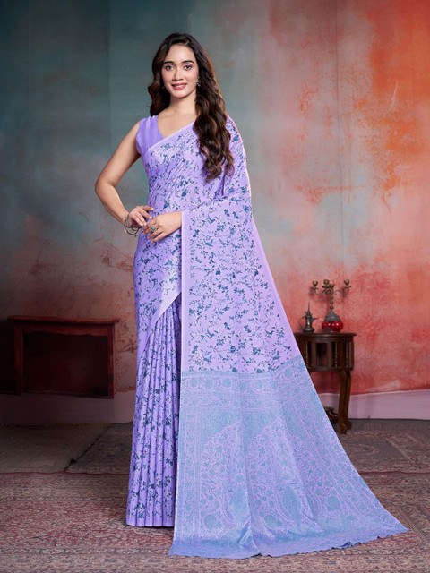 Garden Vareli Floral Printed Pure Crepe Saree