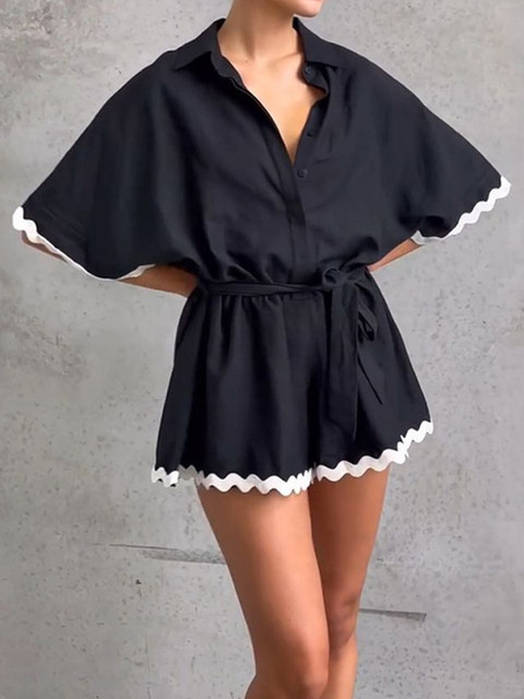 LULU & SKY Shirt Collar Playsuit Jumpsuit