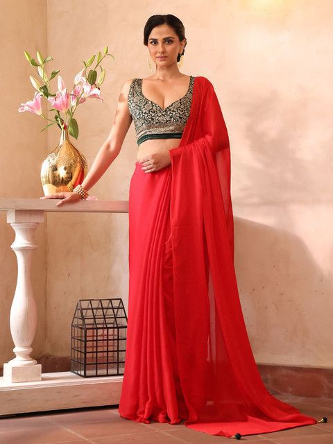 Kalista Embellished Sequinned Chiffon Saree