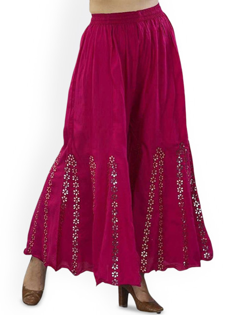 MIXFIT Women Embroidered Flared Palazzos