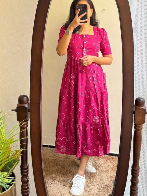 CORSICA Women Pink Solid Polyester Fit and Flare Dresses