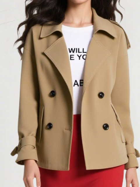 all about you Women Notched Lapel Collar Single-Breasted Overcoat - Image 4