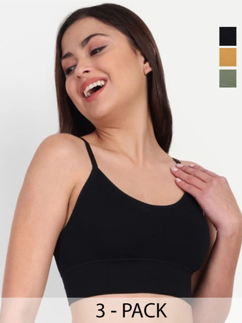 TERMINAX Pack Of 3 Full Coverage Lightly Padded Sports Bralette Bras