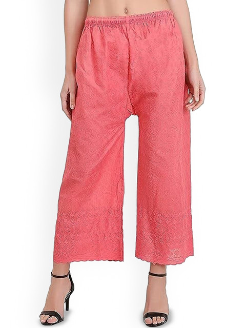 MIXFIT Women Ethnic Motifs Embroidered Wide Leg Cotton Ethnic Palazzos