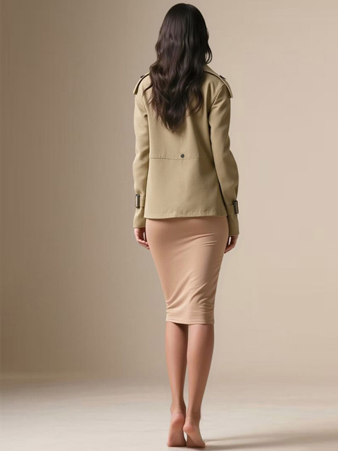 all about you Women Notched Lapel Collar Single-Breasted Overcoat - Image 2