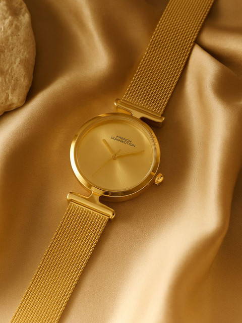 French Connection Solaryn Women Sunray Round Dial Stainless Steel Straps Analogue Watch