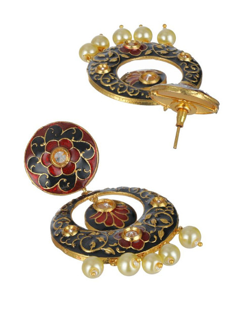 Anouk Gold-Plated Alloy Artificial Stones and Beads Chandbalis - Image 3