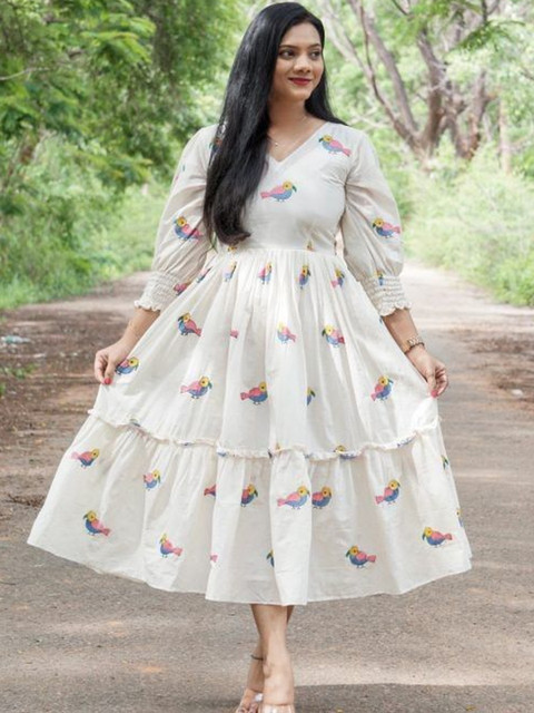 CORSICA Women White Solid Polyester Fit and Flare Dresses