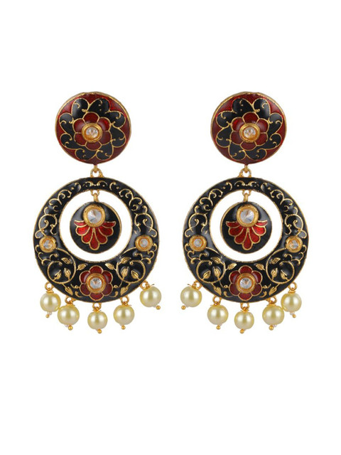 Anouk Gold-Plated Alloy Artificial Stones and Beads Chandbalis - Image 2