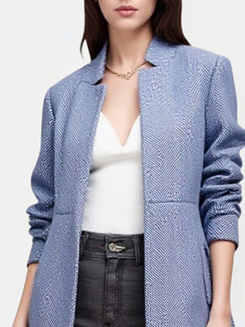 all about you Self Design Notched Lapel Front Open Causal Blazers - Image 4