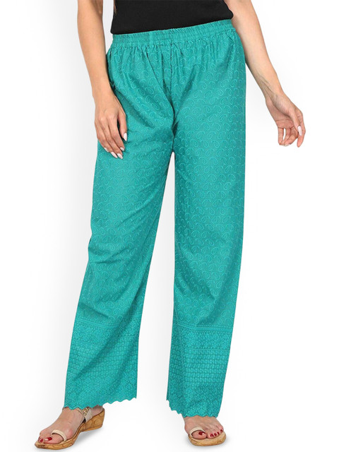 MIXFIT Women Paisley Embroidered Knitted Ethnic Palazzos