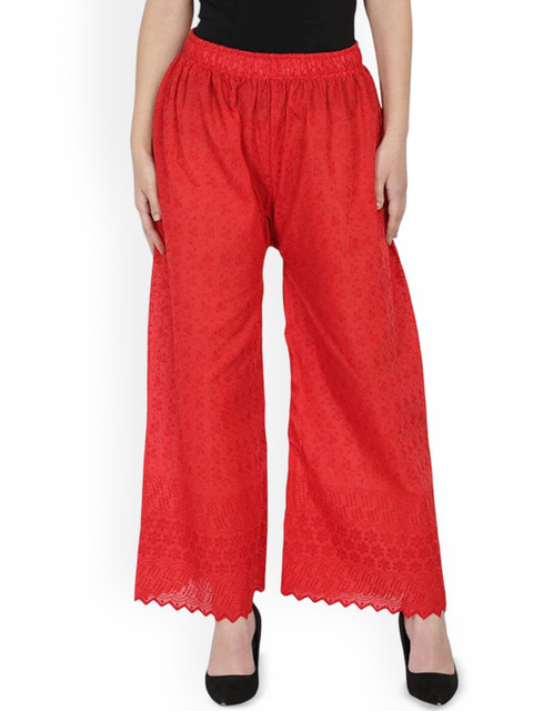 MIXFIT Women Embroidered Cotton Palazzos
