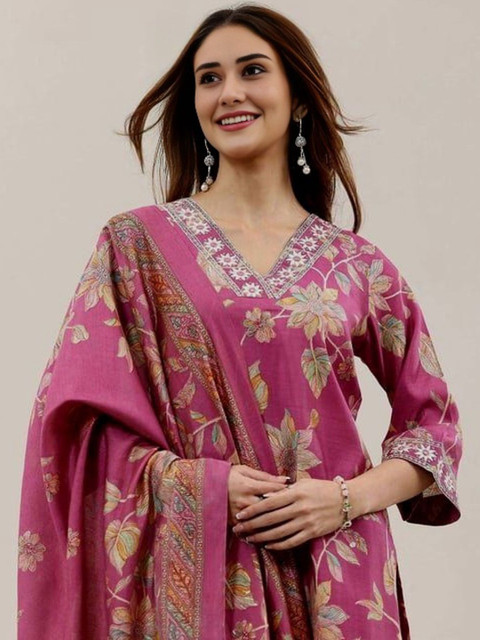 Moda Rapido Women Printed Cotton Blend Kurta Sets With Dupatta