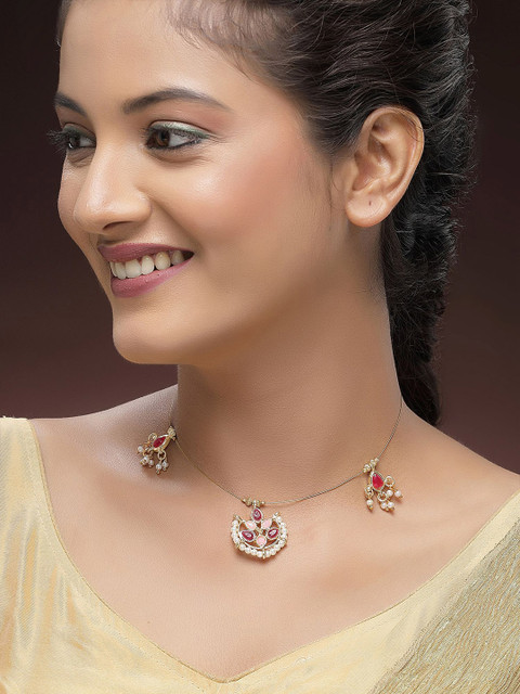 KARATCART Gold-Plated Kundan-Studded Necklace - Image 5