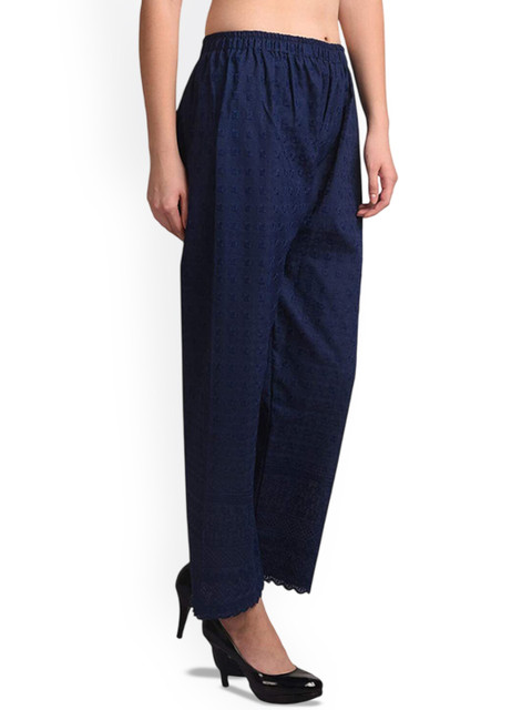 MIXFIT Women Floral Embroidered Straight Fit Cotton Palazzos - Image 2