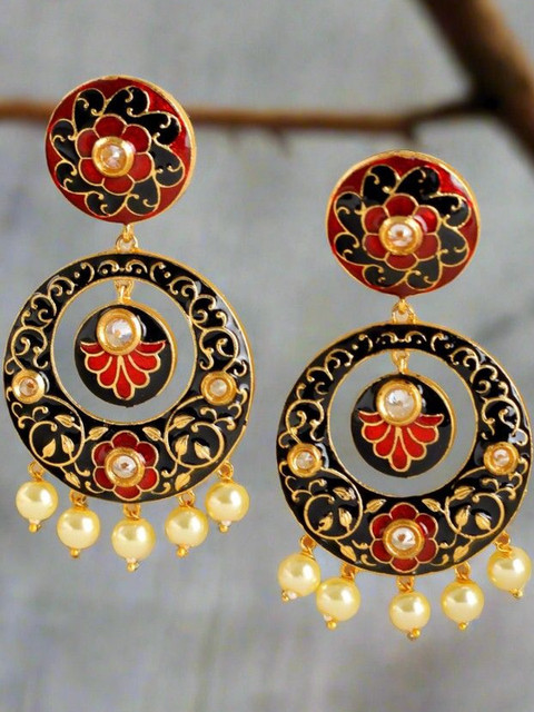 Anouk Gold-Plated Alloy Artificial Stones and Beads Chandbalis