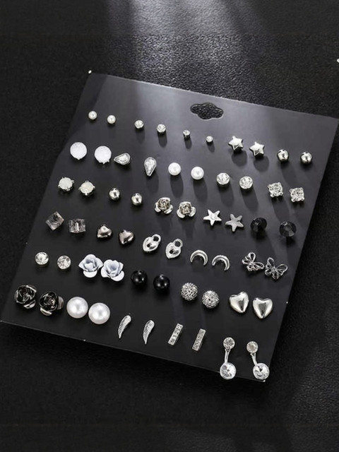 DressBerry Set Of 30 Silver-Plated Alloy Studs