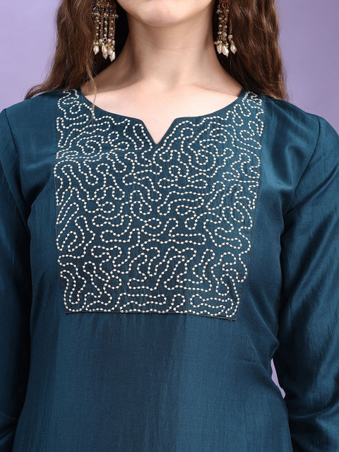 KALINI Women Teal Kurta Sets - Image 3