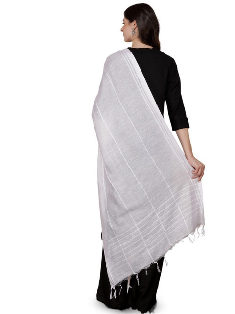 A R SILK DUPATTA HUB Striped Cotton Dupatta With Sequinned - Image 4