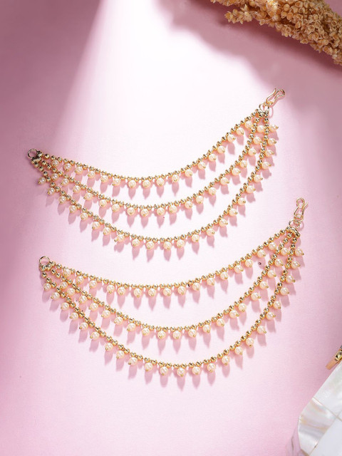 Sukkhi Gold-Plated Pearls Beaded Spherical Shaped Ear Chains