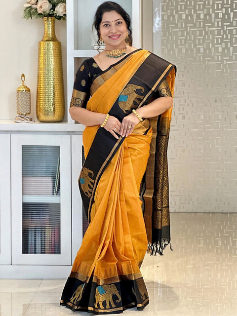 BlueRang Woven Design Zari Banarasi Saree With An Unstitched Blouse