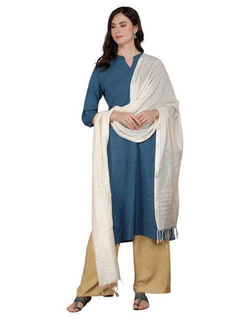 A R SILK DUPATTA HUB Striped Cotton Dupatta With Sequinned - Image 5