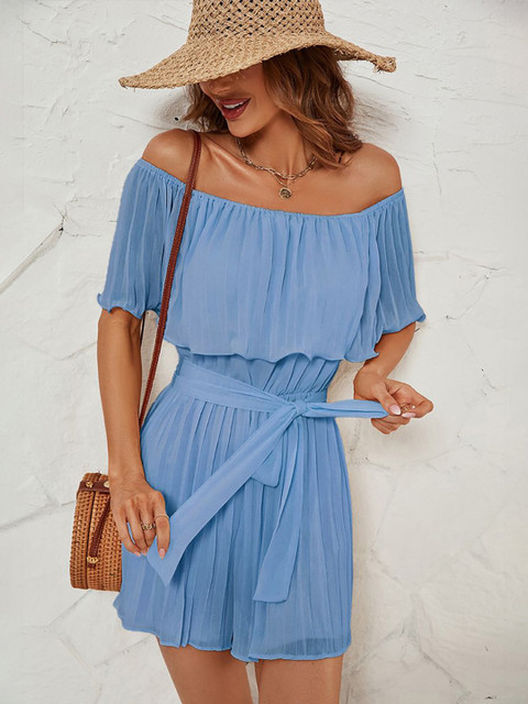 StyleCast Women Off-Shoulder Waist Tie-Ups Jumpsuit